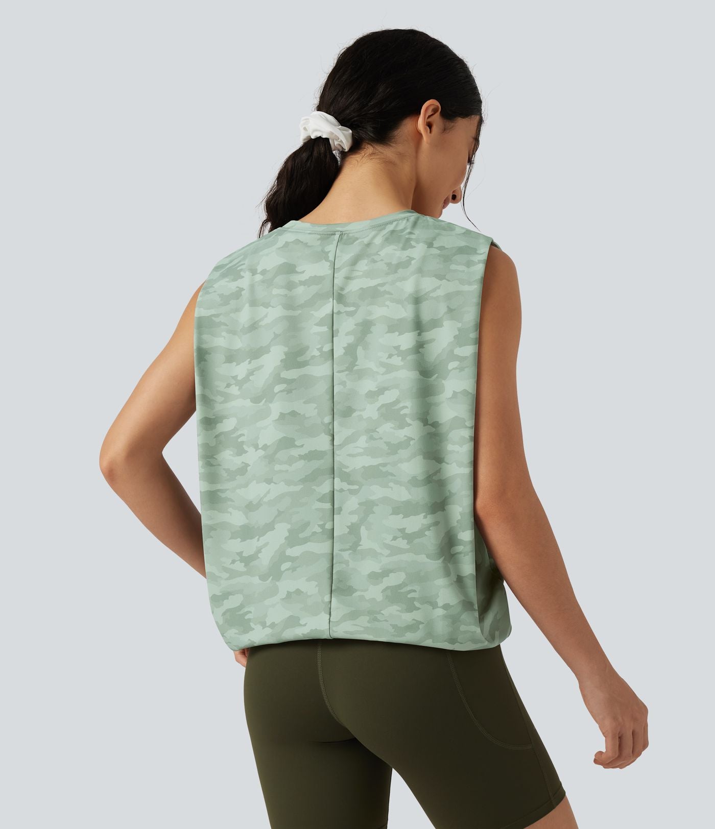 Débardeur de sport col rond à imprimé camouflage
