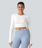 Haut de sport dos nu à manches longues avec passe-pouces, à effet frais InstantCool, séchage rapide, protection UPF50+ pour le yoga
