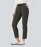 Pantalon de travail ajusté 7/8 repliable taille haute avec cordon de serrage Halara Flex™ DayStretch avec poches