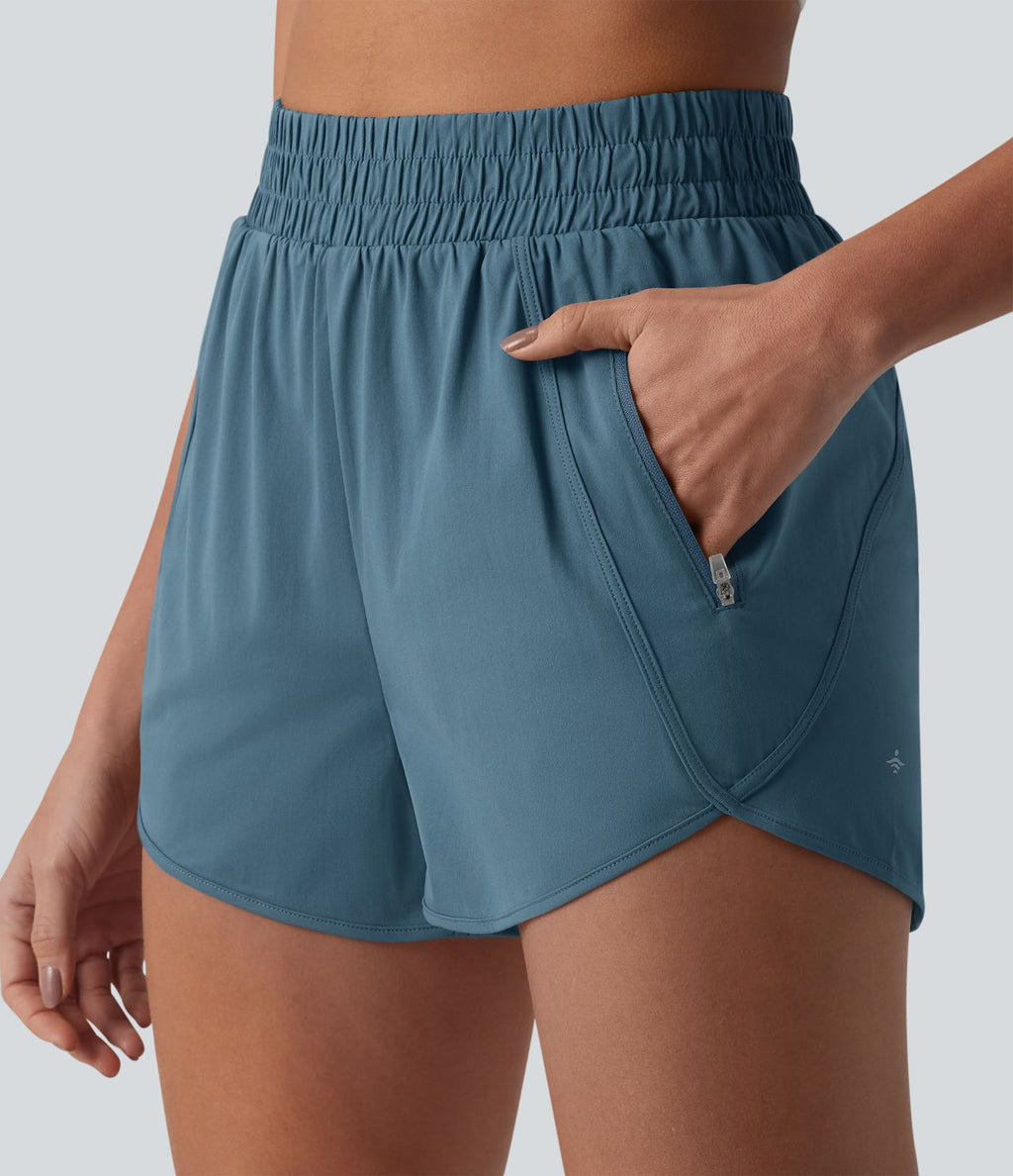 Short de yoga 7,5 cm taille haute à ourlet arrondi et poches