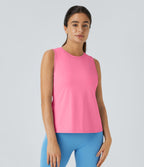 Top Débardeur Yoga Uni à Ourlet Croisé et Découpe