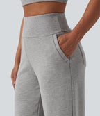 Jogging casual large coton taille haute avec poches