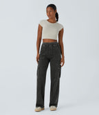 Halara Flex™ Taille Mi-Haute Multiples Poches Jambe Droite Jean Cargo Décontracté Extensible