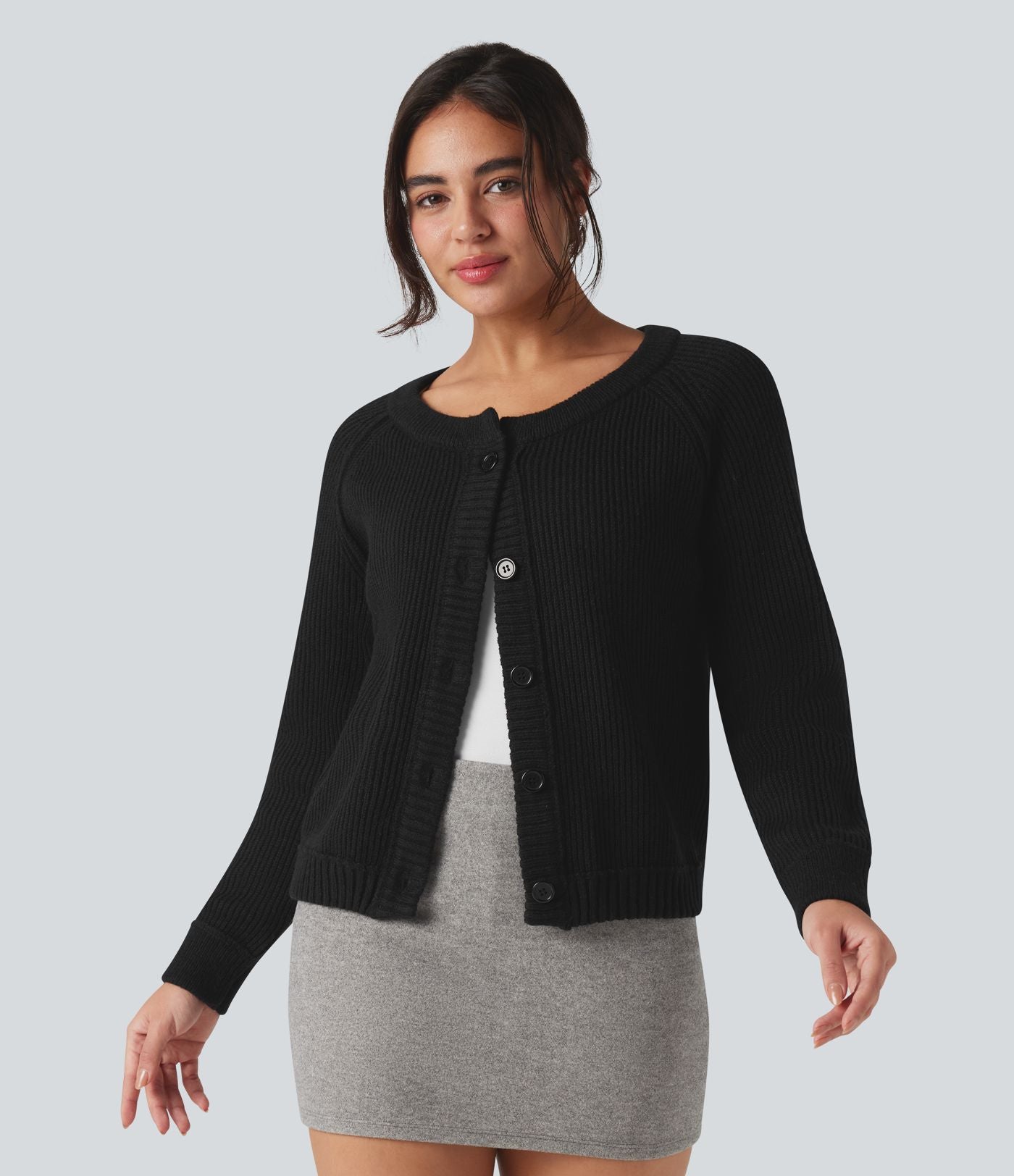 Cardigan col rond manches longues
