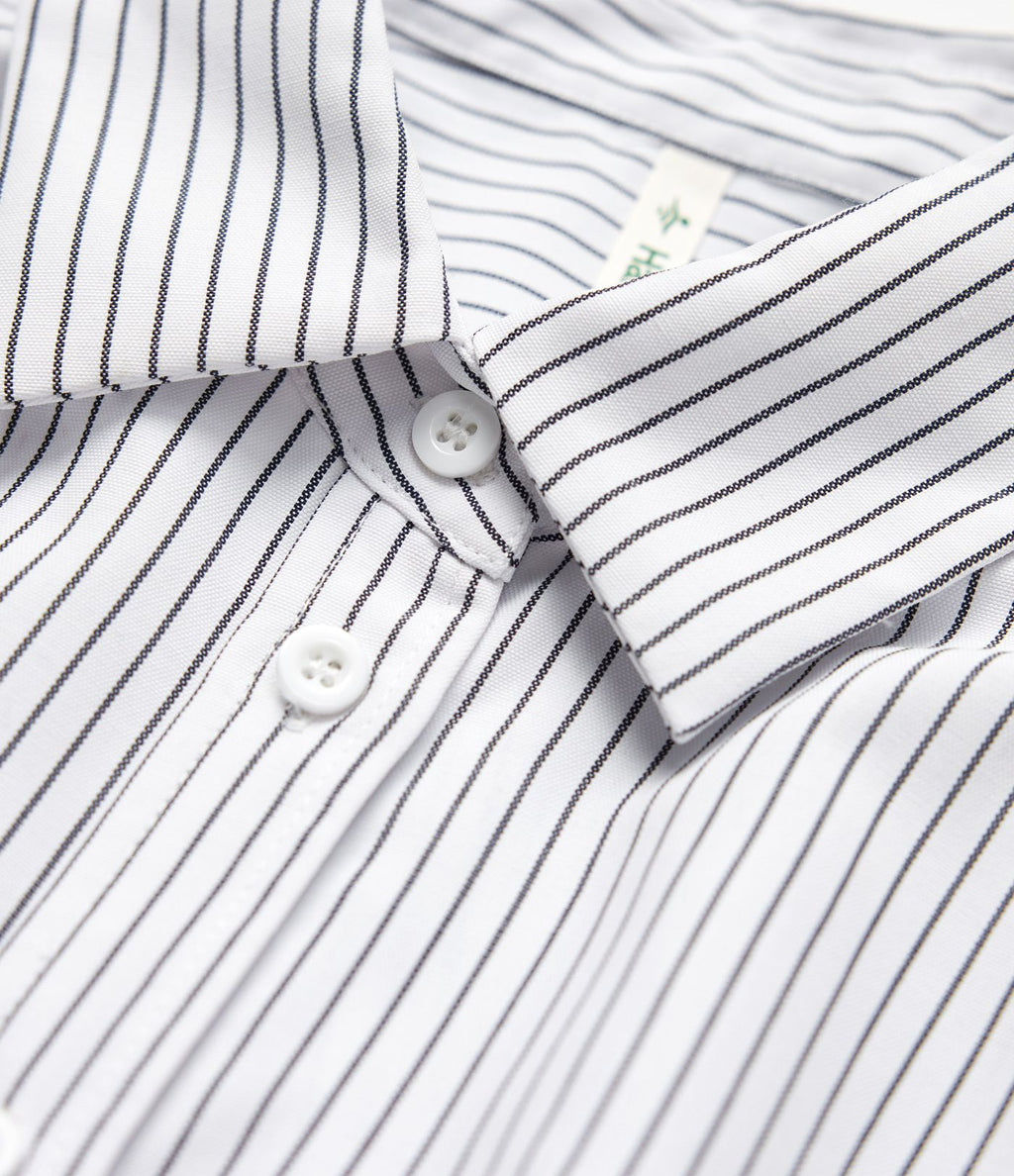 Chemise rayée col chemise ourlet arrondi manches longues coupe décontractée