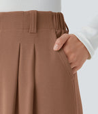 Pantalon Tailleur Large Fluide Halara Flex™ Gaufré Taille Haute Poches Latérales