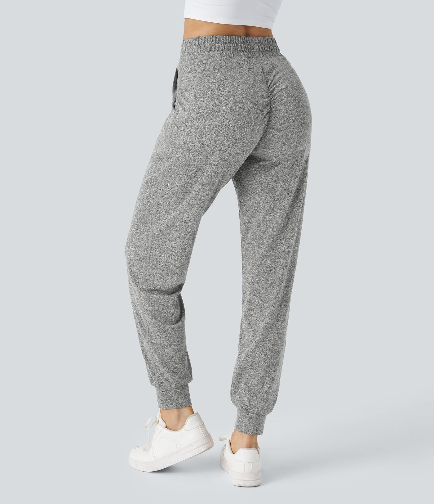 Jogging Yoga Froncé Taille Haute Cordon de Serrage Poche Latérale