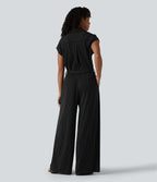Combinaison chemise manches courtes bureau à effet frais avec ceintures et poches, accès facile Easy Peasy