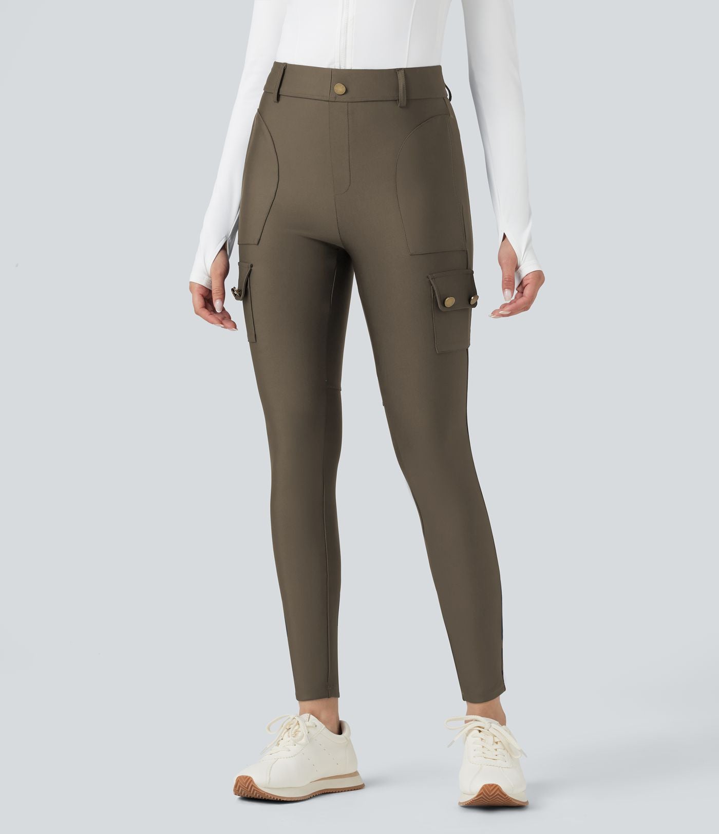 Legging 7/8 brillant taille haute avec poches