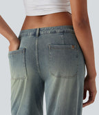Jean parachute casual Halara Flex™ tricot extensible taille basse cordon ajustable avec multiples poches