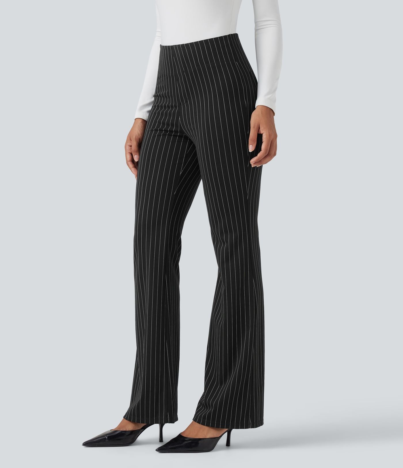 Halara Flex™ Pantalon tailleur évasé à rayures taille haute avec poches