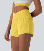 Short de yoga 2-en-1 SoftlyZero™ Airy croisé taille haute 7,5 cm effet frais InstantCool avec poches