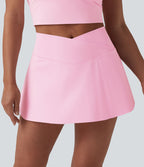 Jupe de tennis micro mini 2-en-1 SoftlyZero™ Airy taille haute croisée avec poche - UPF50+
