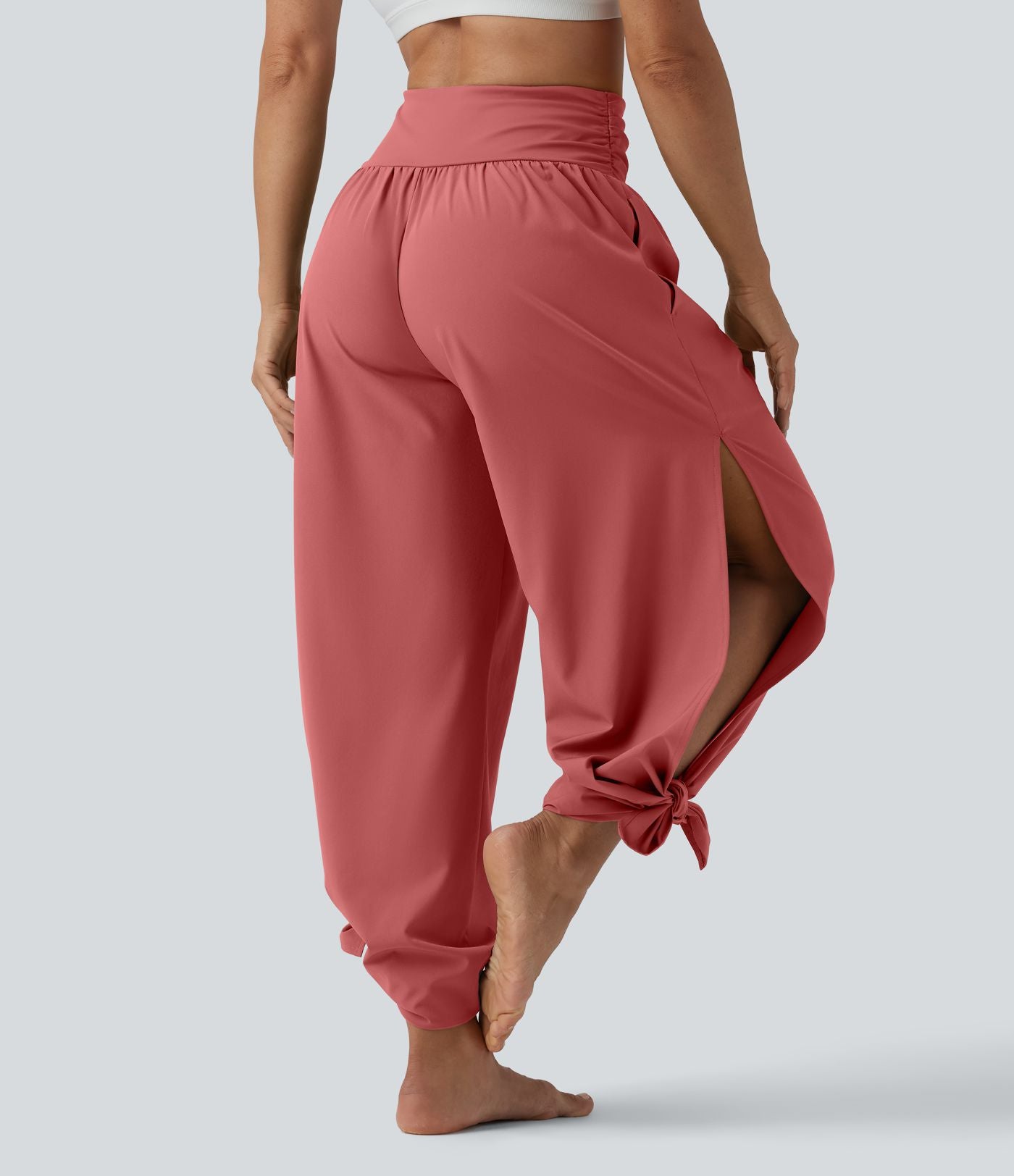 Pantalon fluide Breezeful™ taille haute à séchage rapide avec fronces, fente et poches
