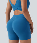 Combinaison moulante de sport Halara UltraSculpt™ dos nu avec bretelles croisées, ventre plat, effet push-up fessier, coussinets non amovibles et poches – Easy Peasy