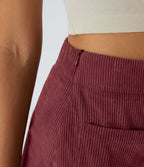 Jupe courte 2-en-1 en velours côtelé taille haute avec poches latérales