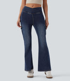 Legging denim bootcut croisé Halara Flex™ taille mi-haute avec poches