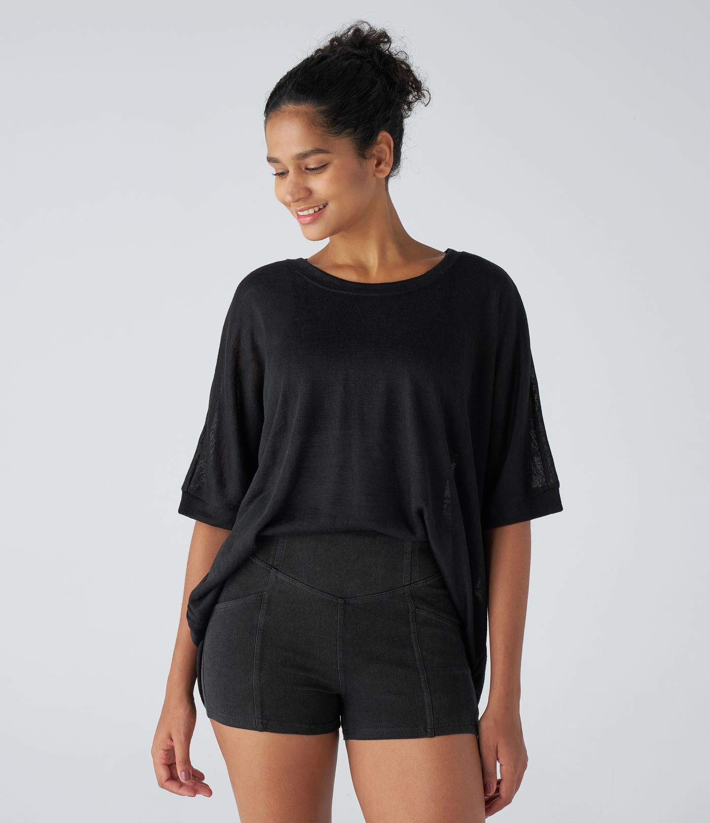 Top Casual Oversize Asymétrique Ourlet Fendu Transparent