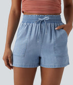 Jean large casual taille mi-haute en lyocell avec poches
