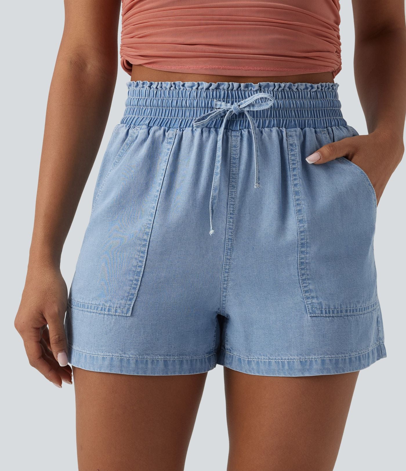 Jean large casual taille mi-haute en lyocell avec poches