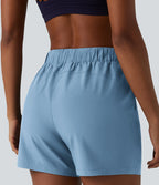 Short de yoga plissé taille haute élastique 12,5 cm avec cordon de serrage et poches