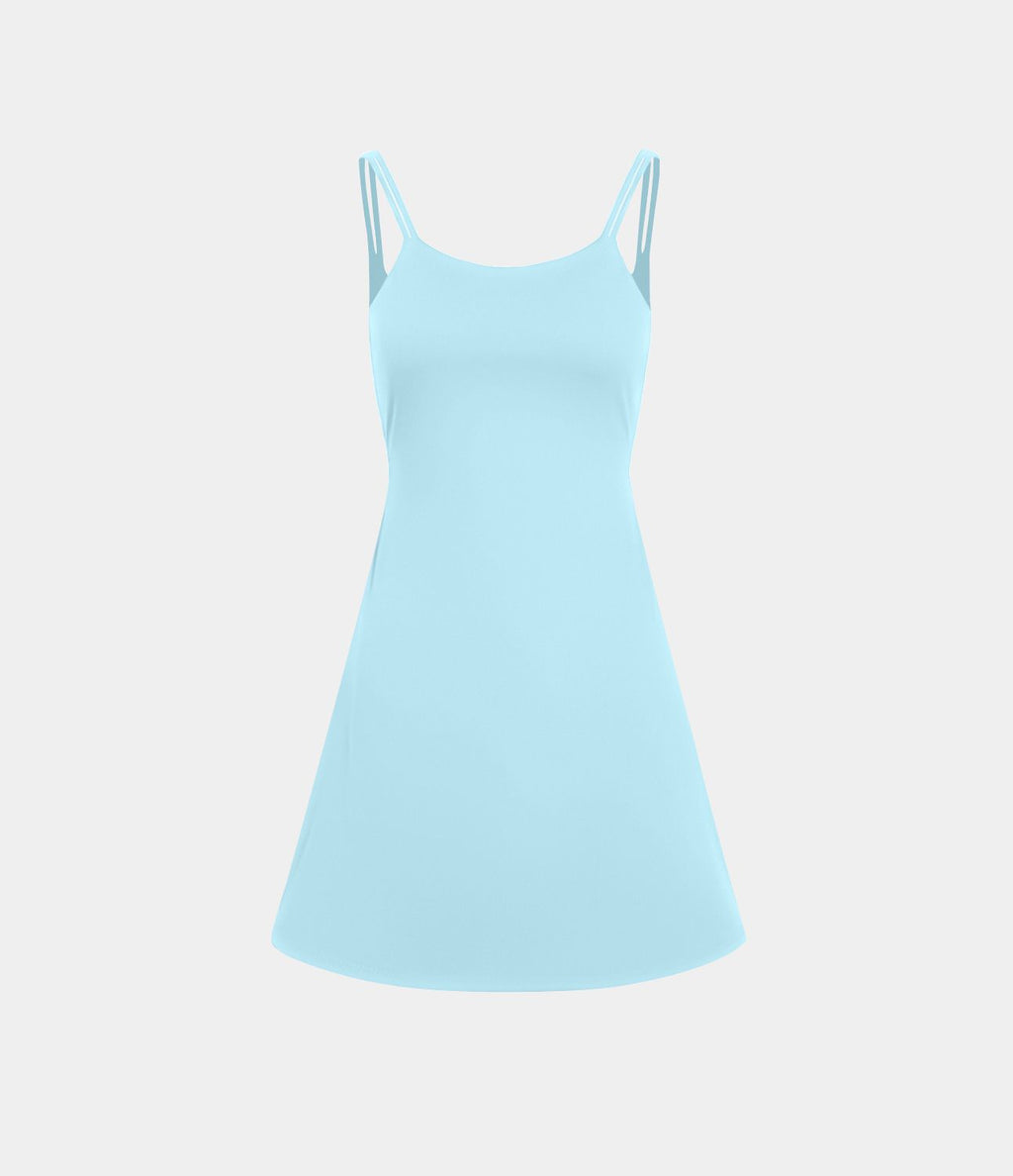 Robe de sport danse 2-pièces SoftlyZero™ Plush double bretelles caraco avec poche A-D