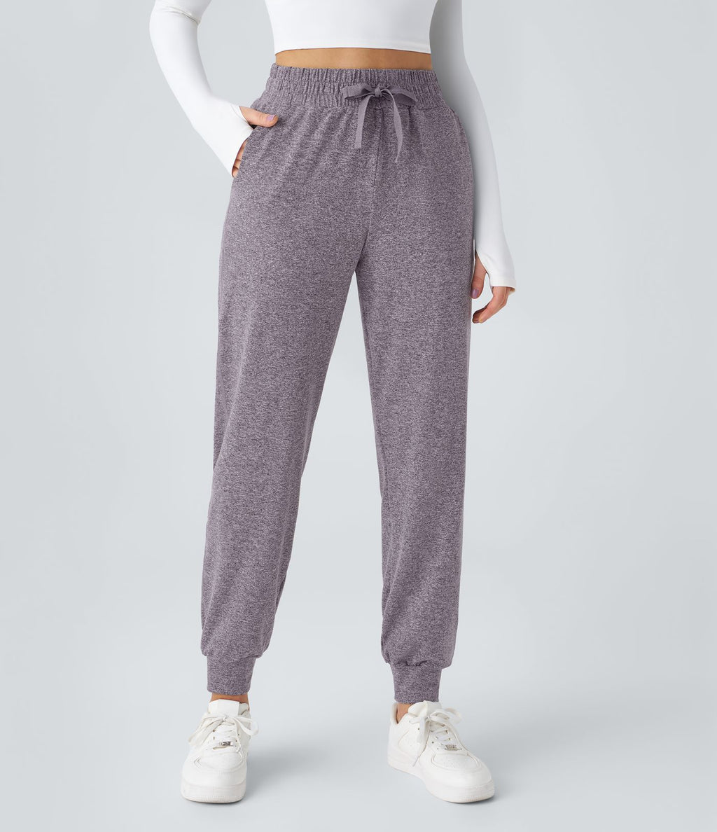 Jogging Yoga Froncé Taille Haute Cordon de Serrage Poche Latérale