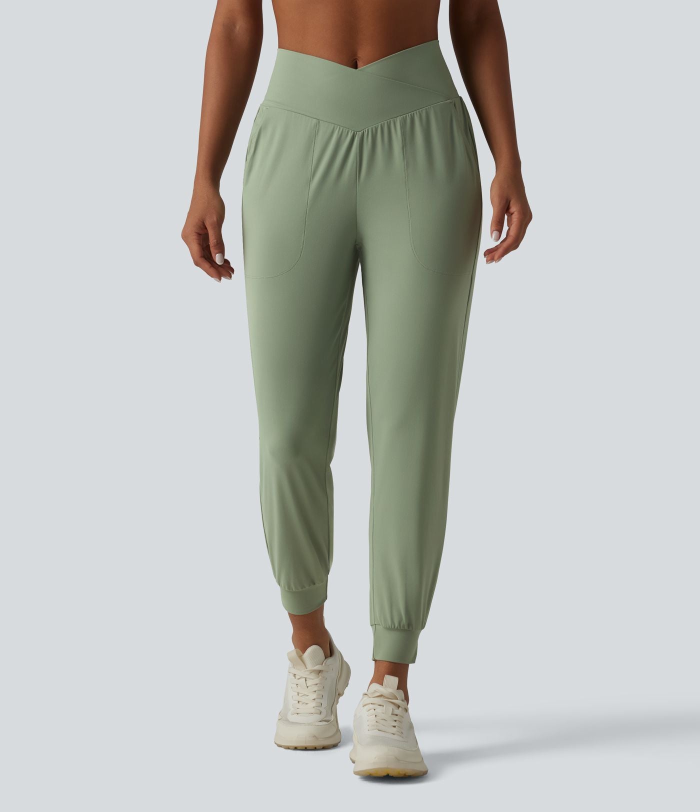 Jogging de yoga SoftlyZero™ taille haute, coupe fuselée et croisée, avec poches - Protection solaire UPF50+