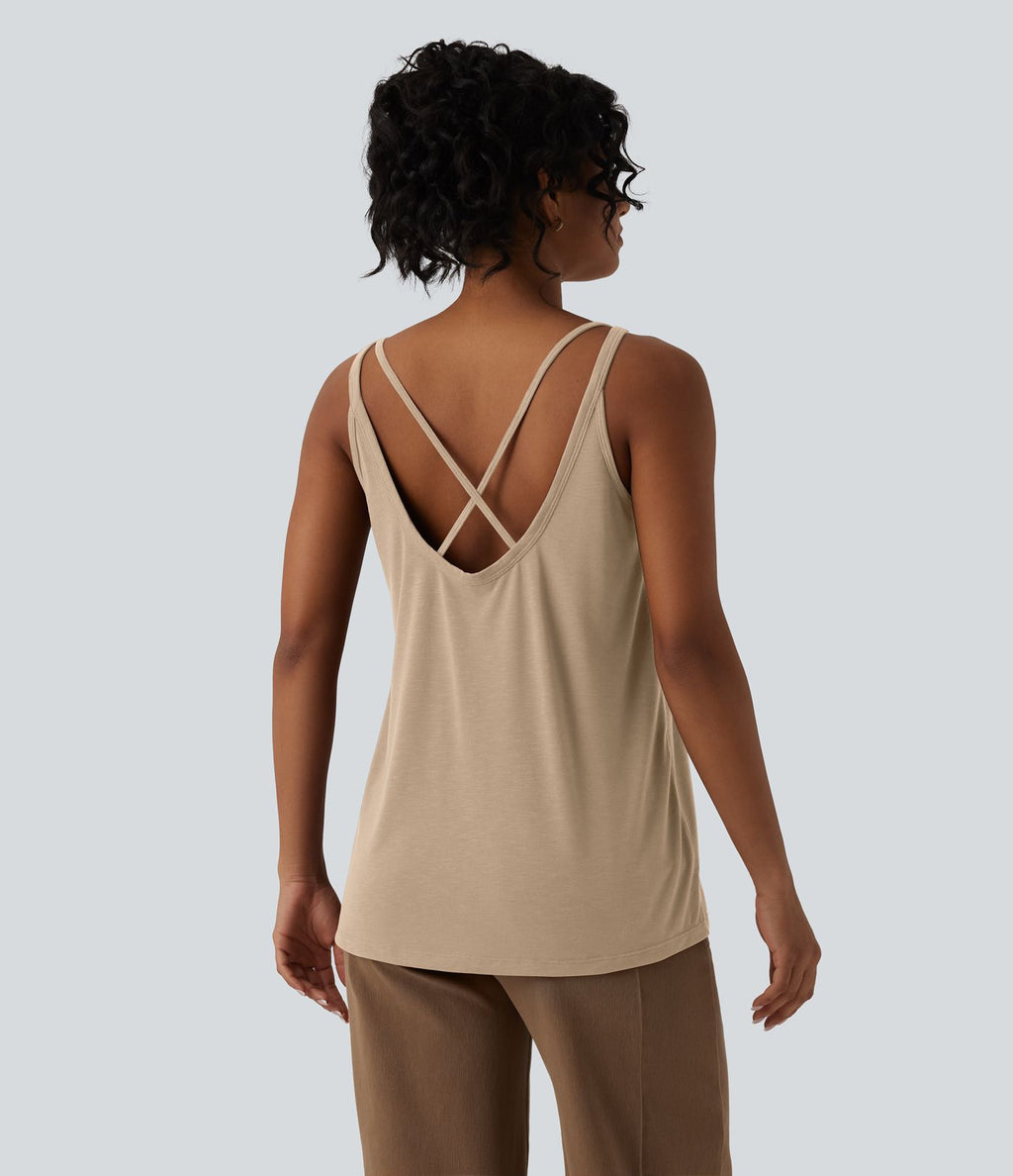 Débardeur casual col U coupe ample