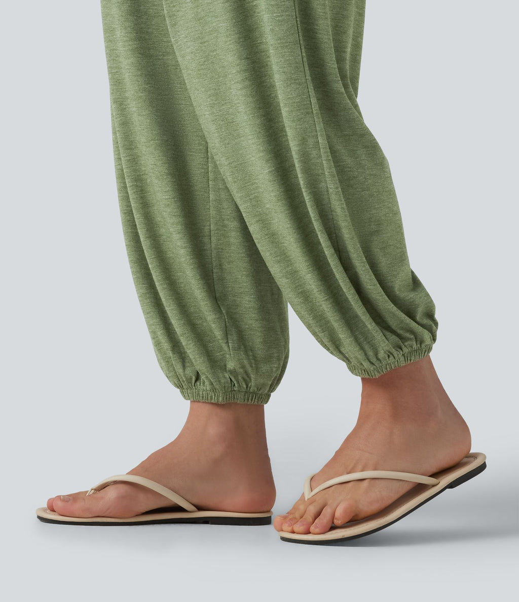 Combinaison décontractée chinée sans manches à dos croisé et soutien-gorge intégré, avec poches - Easy Peasy