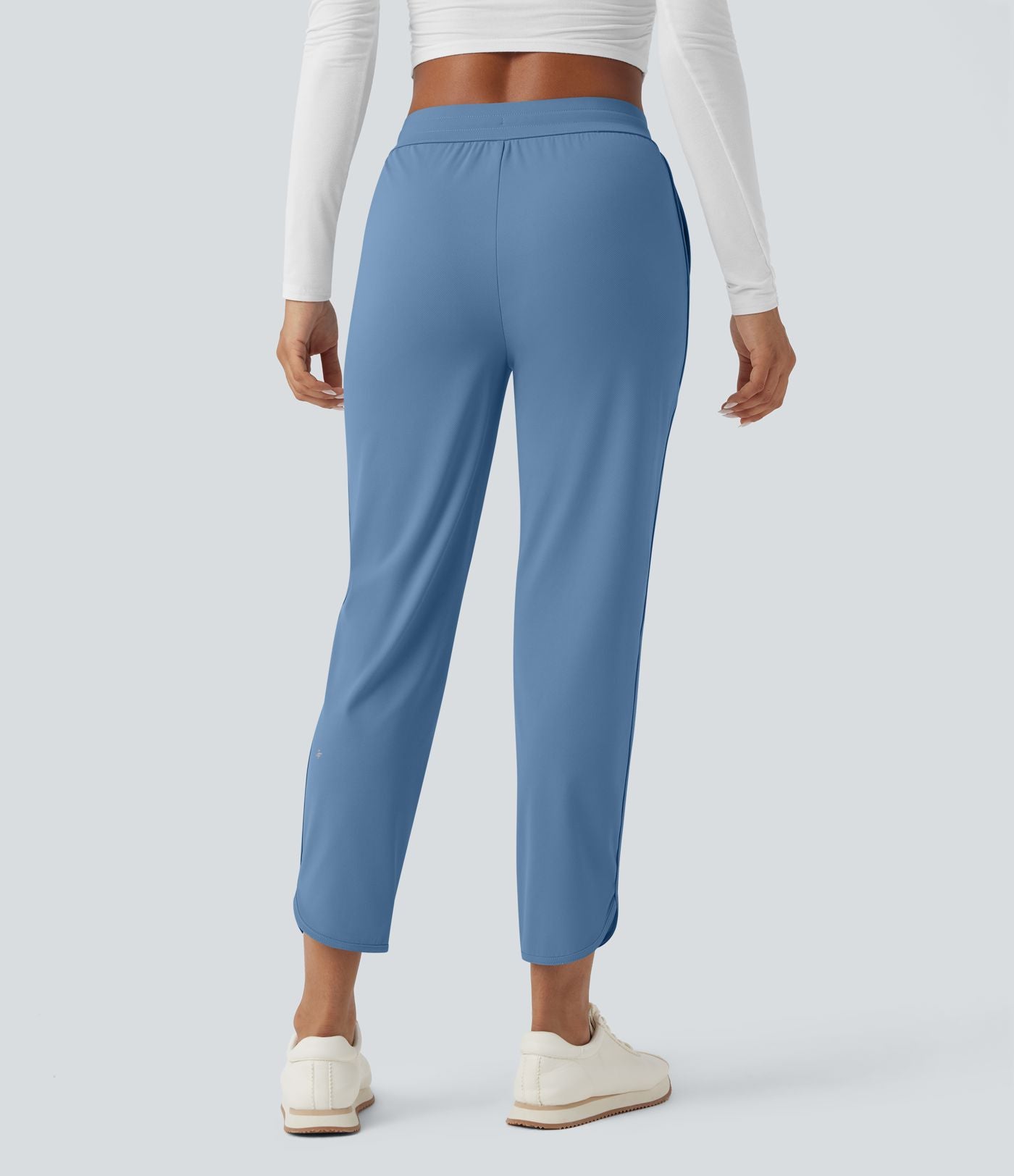 Pantalon de golf fuselé, taille mi-haute, cordon, ourlet courbé, séchage rapide, avec poches—UPF40+