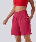 Short de yoga SoftlyZero™ Airy 2-en-1, taille haute, croisé, à effet frais InstantCool, 17,5 cm, avec poches