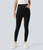 Pantalon velours côtelé taille haute avec poches