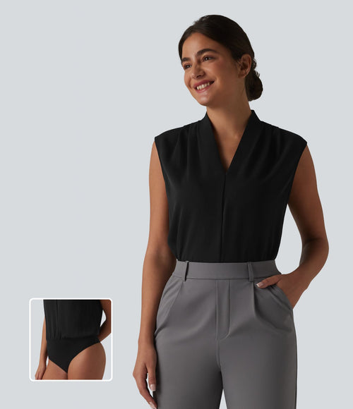 Body tailleur sans manches col V