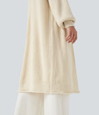 Cardigan de travail tricot ouvert manches longues coupe longue