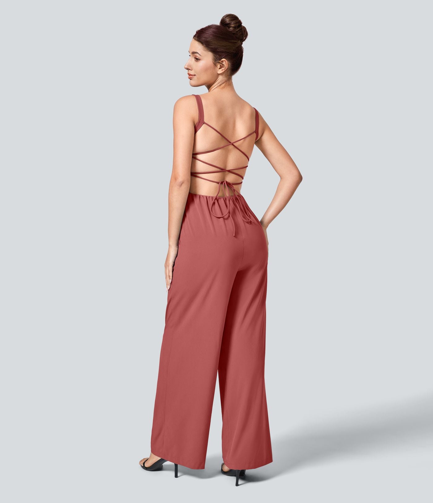 Breezeful™ Combinaison Casual Dos Nu Croisé avec Lacets et Poches Latérales à Séchage Rapide