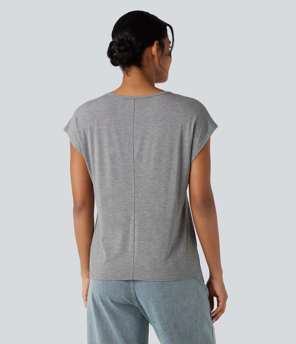 T-shirt casual col V manches courtes