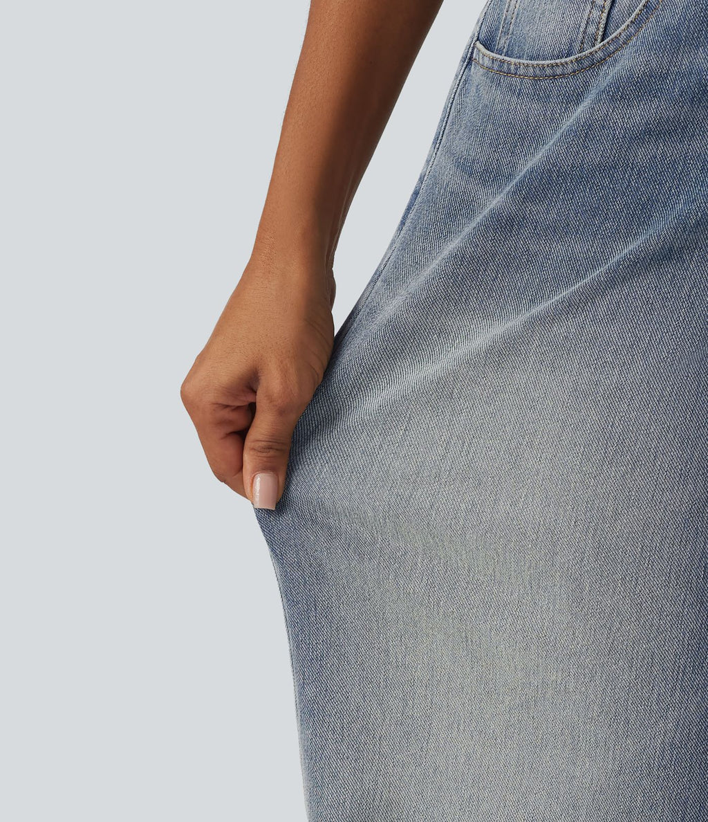 Jean large Halara Flex™ taille basse délavé avec poches