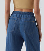 Jean large Halara Flex™ casual à rayures taille mi-haute avec cordon de serrage et poches