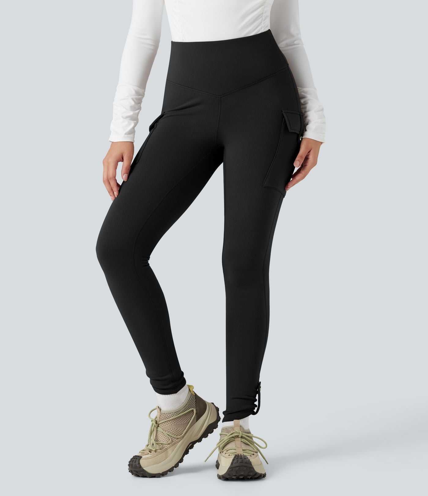 Legging de randonnée polaire gainant taille haute avec poches