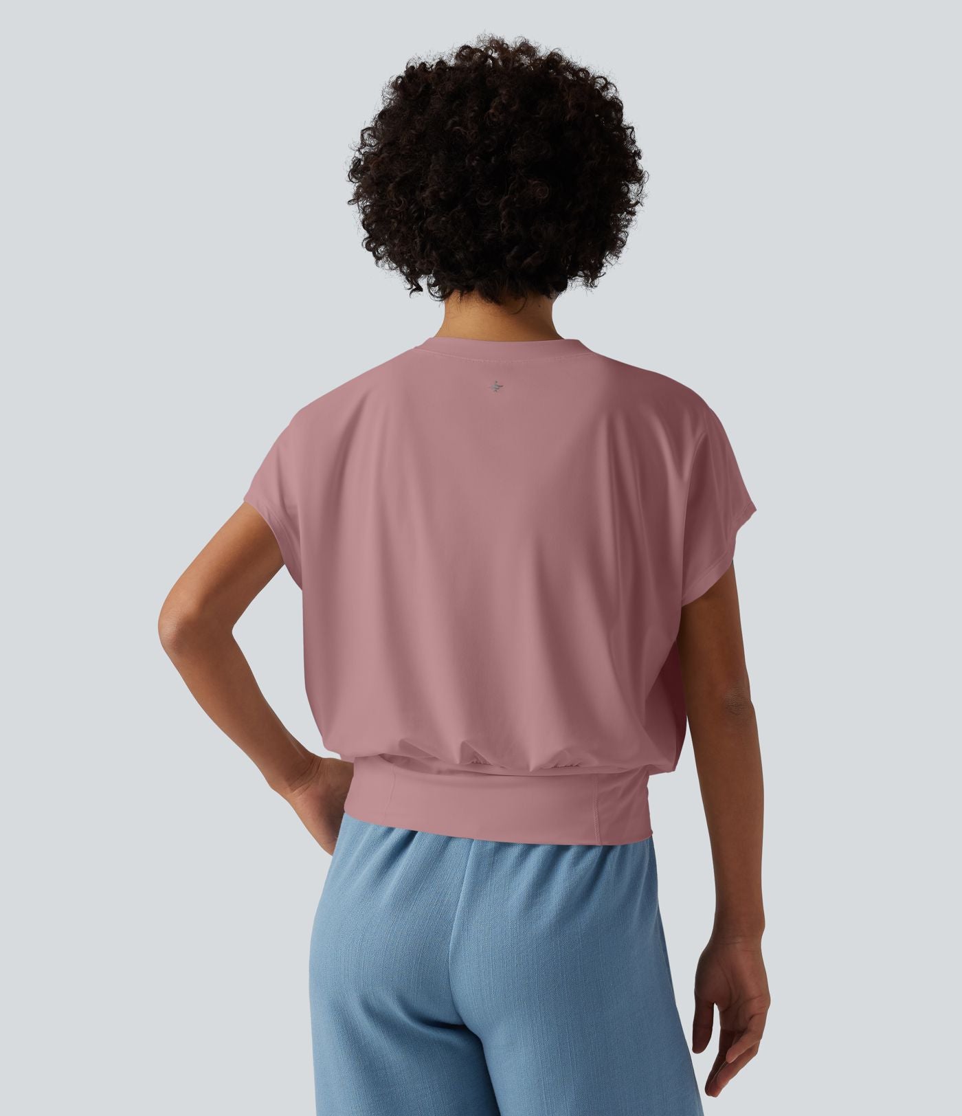 Haut de sport yoga oversize col V à manches courtes effet frais InstantCool à séchage rapide