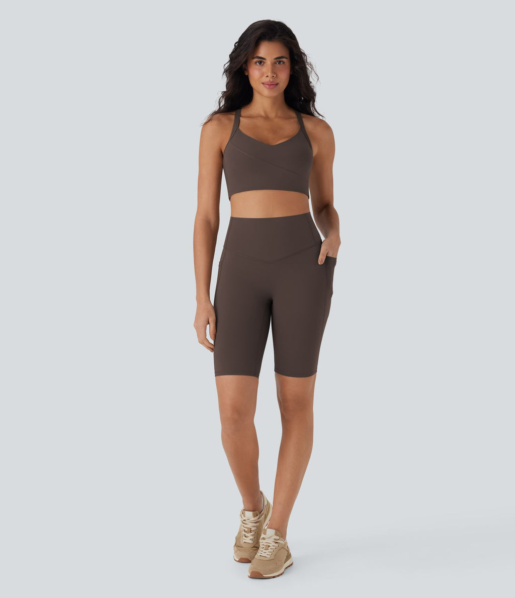 Short cycliste 22,8 cm d'entraînement gainant taille haute avec poches Halara UltraSculpt™