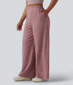 Pantalon de yoga large taille haute avec poches