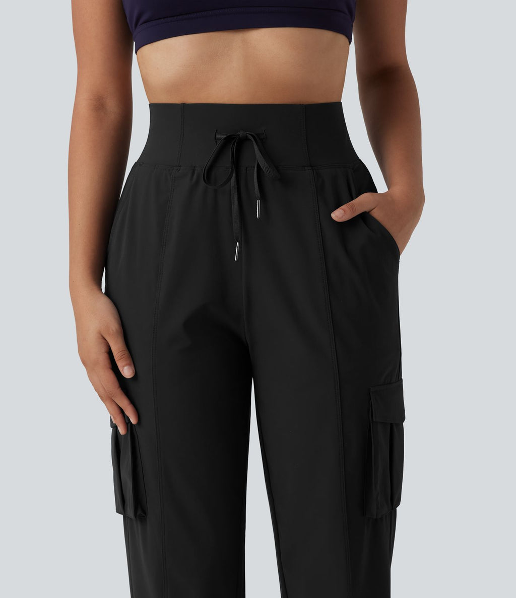 Jogging cargo décontracté à séchage rapide effet frais InstantCool taille haute avec cordon de serrage et poches, protection solaire UPF40+