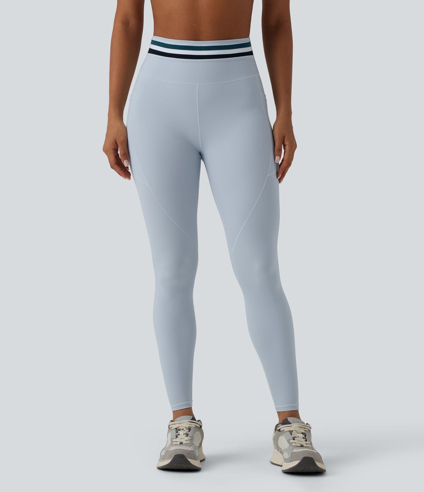 Legging de sport Halara UltraSculpt™ 7/8 gainant taille haute color block à rayures avec poches