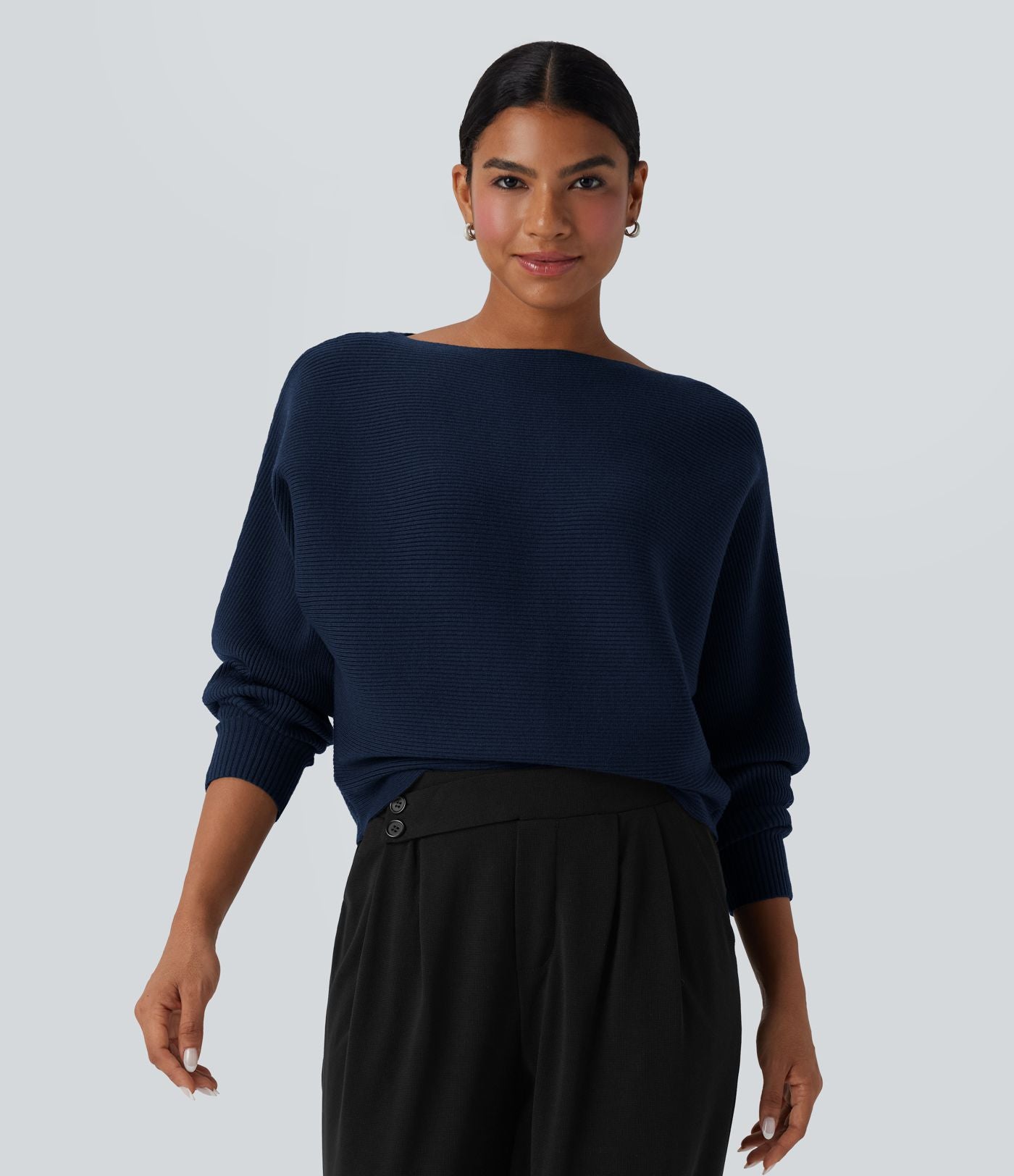 Pull décontracté col bateau manches chauve-souris