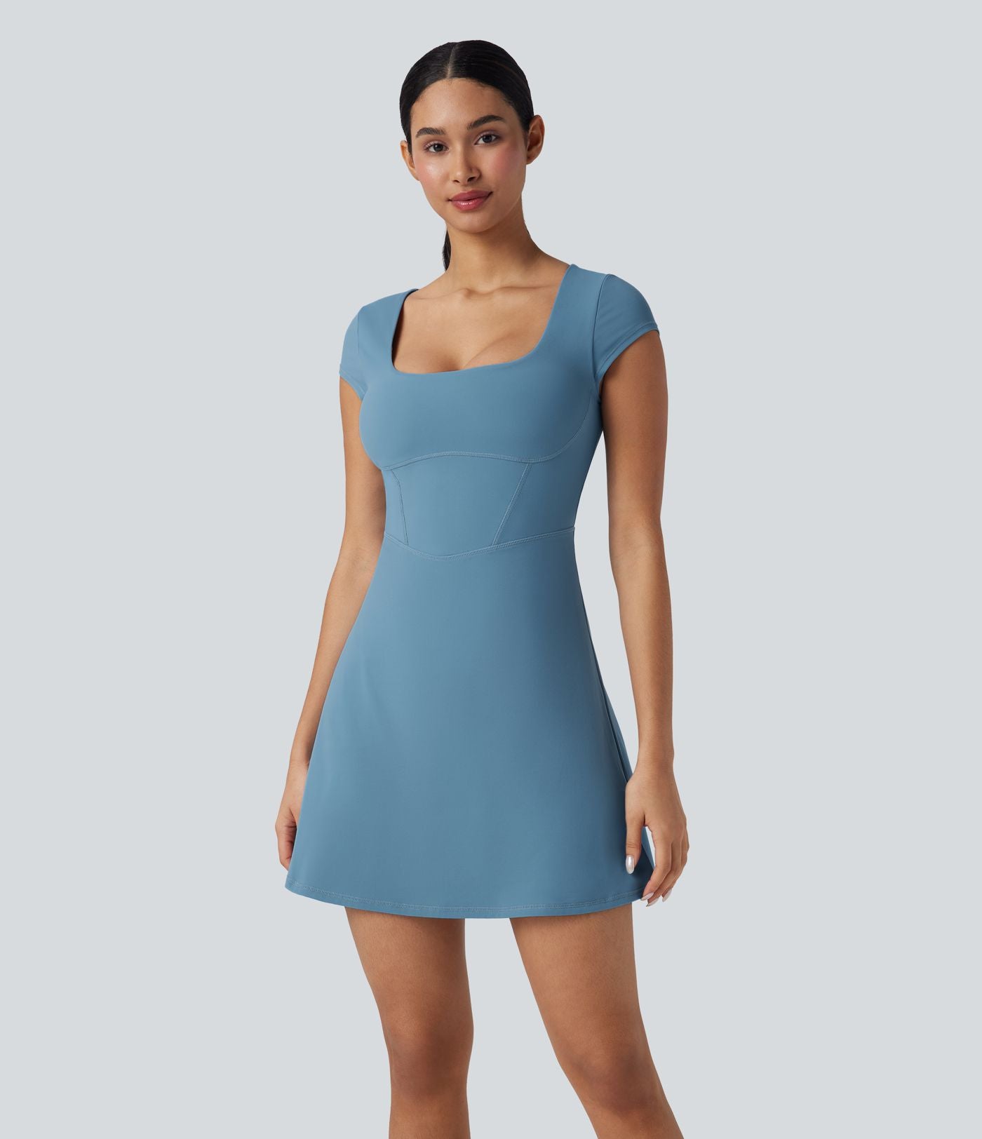 Robe décontractée mini 2-en-1 Softlyzero™ Plush à col carré style corset avec poche