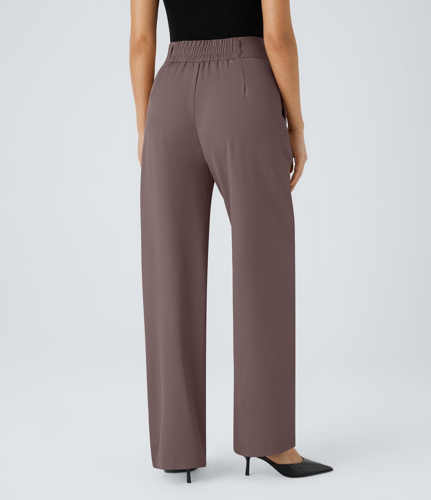 Pantalon de travail Halara Flex™ droit froncé avec poche zippée, taille haute