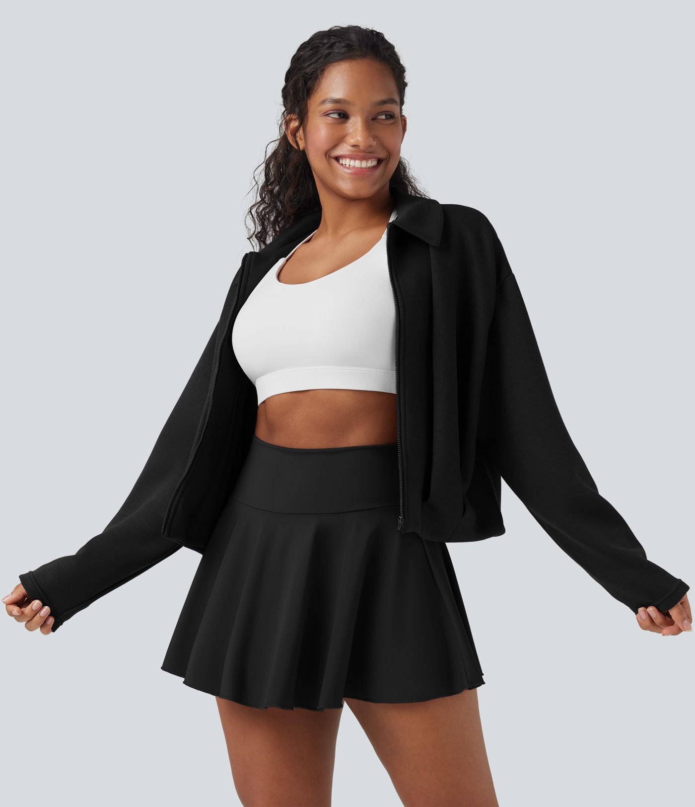 Veste décontractée SpacerTek™ à manches longues, col et plis, avec fermeture éclair