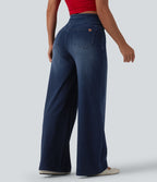 Jean large décontracté Halara Flex™ croisé taille haute avec poches
